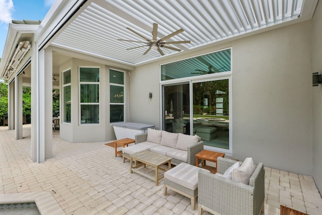7815 Fairway Ln, West Palm Beach, FL 33412 - view of patio / terrace with ceiling fan and an outdoor living space