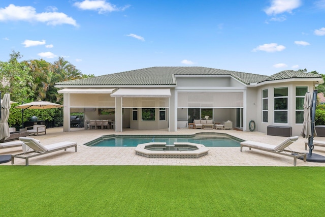 7815 Fairway Ln, West Palm Beach, FL 33412 - view of swimming pool with an outdoor hangout area, a patio area, and a yard