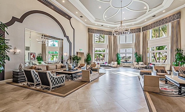7535 Tarpon Cove Cir, Lake Worth, FL 33467 - common area with a high ceiling and crown molding