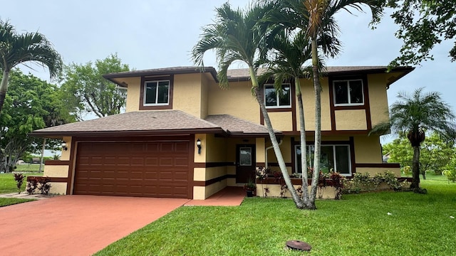 22544 Sawfish Ter, Boca Raton, FL 33428 - view of front of property with stucco siding, a front lawn, a garage, and driveway