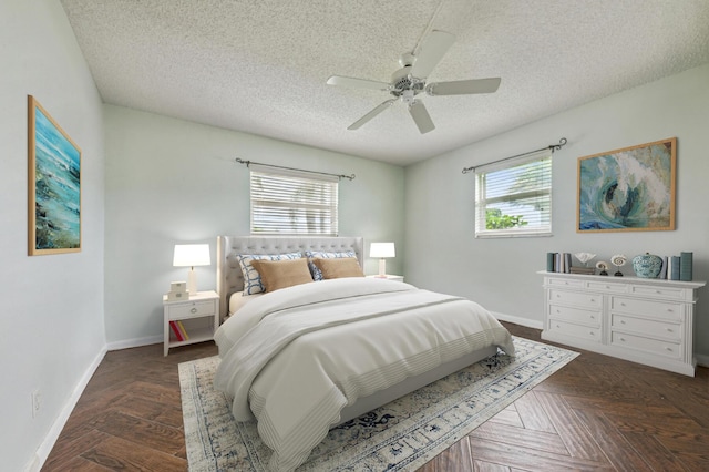 1803 SW 5th Ave, Boynton Beach, FL 33426 - bedroom featuring a textured ceiling, baseboards, and a ceiling fan