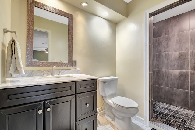 201 Rex Ct, Palm Springs, FL 33461 - bathroom featuring vanity, a stall shower, and ceiling fan