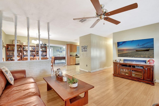 201 Rex Ct, Palm Springs, FL 33461 - living room featuring ceiling fan and light wood-type flooring