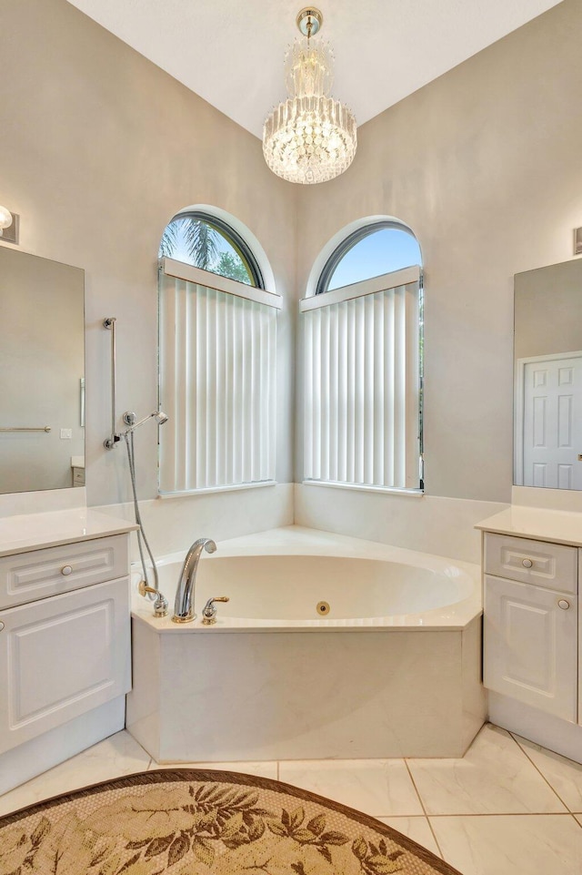 4610 Bucida Rd, Boynton Beach, FL 33436 - bathroom featuring vanity, a bath, and tile patterned flooring