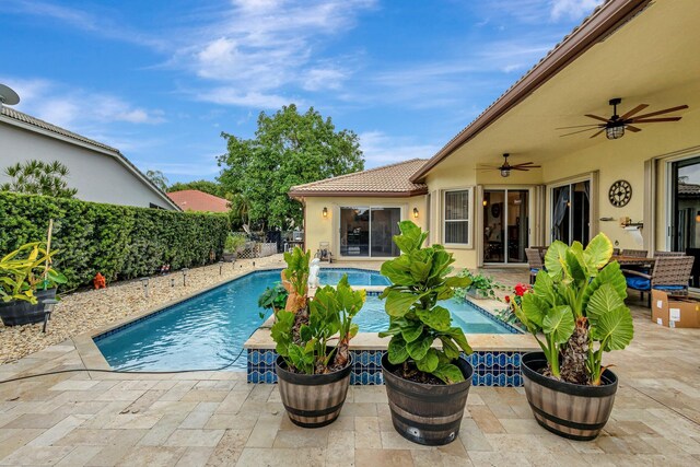 4610 Bucida Rd, Boynton Beach, FL 33436 - view of pool featuring ceiling fan, a patio area, and a fenced backyard