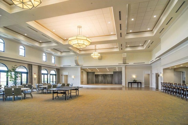 24038 SW Firenze Way, Port Saint Lucie, FL 34986 - building lobby featuring a high ceiling, recessed lighting, and coffered ceiling