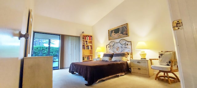 3710 English Rd Unit A, Lake Worth, FL 33467 - bedroom featuring carpet flooring, access to outside, and vaulted ceiling