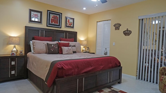 804 Sky Pine Way Unit C, Greenacres, FL 33415 - bedroom featuring a ceiling fan, recessed lighting, a closet, and baseboards