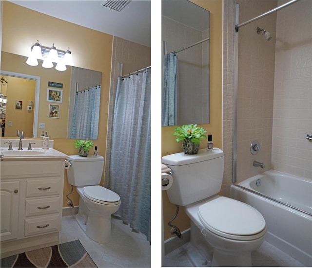 804 Sky Pine Way Unit C, Greenacres, FL 33415 - bathroom featuring toilet, vanity, shower / bath combination with curtain, and tile patterned flooring