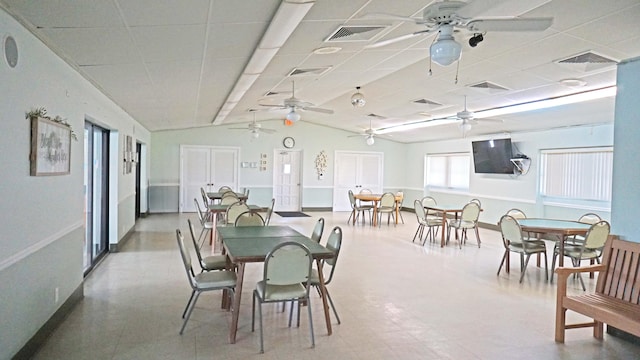 804 Sky Pine Way Unit C, Greenacres, FL 33415 - dining area featuring a ceiling fan, baseboards, and a drop ceiling