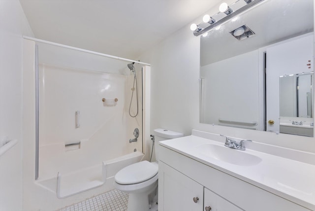 117 Lake Dora Dr, West Palm Beach, FL 33411 - bathroom with vanity, toilet, tile patterned flooring, and shower / bath combination