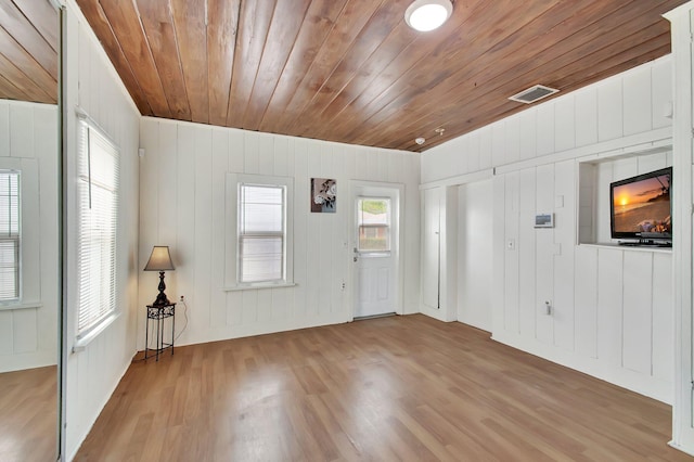 701 S J St, Lake Worth Beach, FL 33460 - empty room with wood ceiling, light wood-style flooring, and wood walls