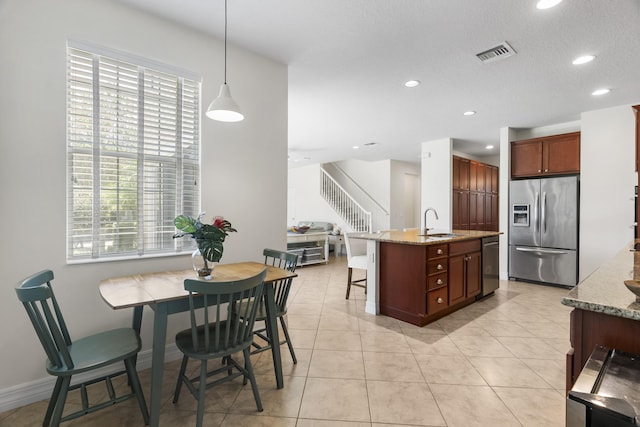 2757 Wymberly Dr, Jupiter, FL 33458 - dining room featuring recessed lighting, stairway, light tile patterned floors, and baseboards