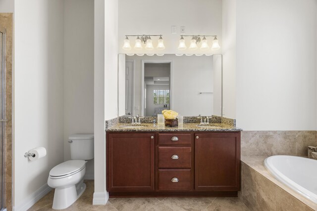 2757 Wymberly Dr, Jupiter, FL 33458 - full bath featuring toilet, a bath, double vanity, and tiled shower