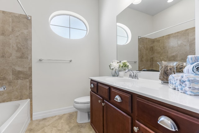 2757 Wymberly Dr, Jupiter, FL 33458 - full bath featuring vanity, toilet, bathing tub / shower combination, baseboards, and tile patterned flooring