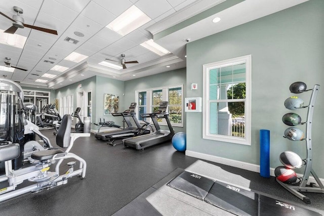 2757 Wymberly Dr, Jupiter, FL 33458 - gym with a ceiling fan and baseboards