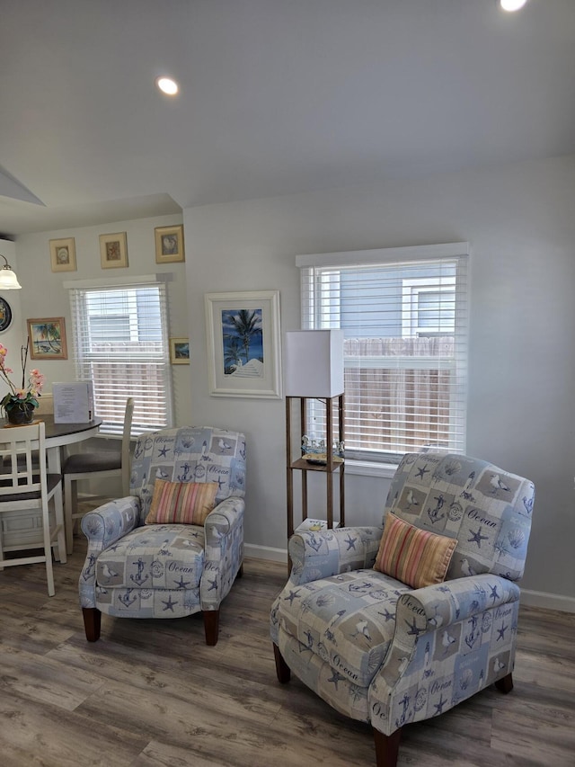 319 N J St, Lake Worth Beach, FL 33460 - living area featuring wood finished floors, baseboards, and recessed lighting