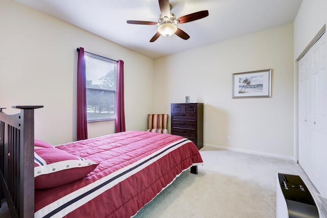 17560 72nd Rd N, The Acreage, FL 33470 - bedroom featuring carpet flooring, a closet, baseboards, and ceiling fan