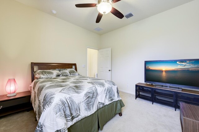 17560 72nd Rd N, The Acreage, FL 33470 - bedroom featuring light carpet, a ceiling fan, and lofted ceiling