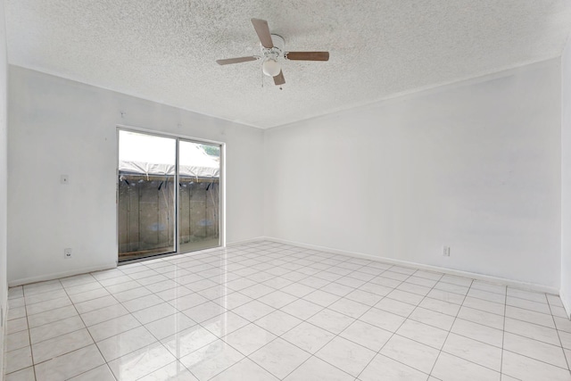 6160 SW 4th St, Margate, FL 33068 - unfurnished room with a ceiling fan, a textured ceiling, light tile patterned flooring, and baseboards