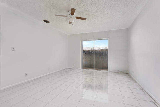6160 SW 4th St, Margate, FL 33068 - spare room with a ceiling fan, a textured ceiling, light tile patterned floors, and baseboards