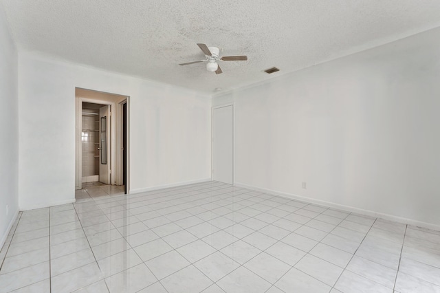 6160 SW 4th St, Margate, FL 33068 - empty room featuring ceiling fan, a textured ceiling, and light tile patterned floors