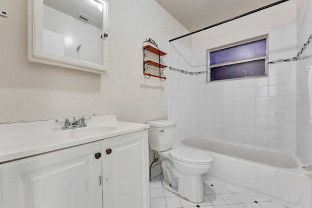 6160 SW 4th St, Margate, FL 33068 - bathroom featuring toilet, vanity, tile patterned floors, and bathtub / shower combination