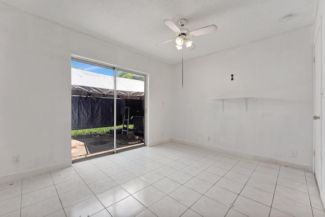 6160 SW 4th St, Margate, FL 33068 - spare room featuring a ceiling fan, light tile patterned flooring, baseboards, a textured ceiling, and a smoke detector