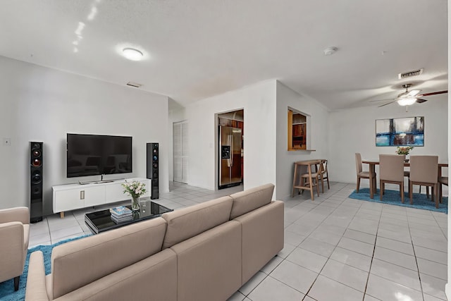 6160 SW 4th St, Margate, FL 33068 - living area with light tile patterned floors and ceiling fan