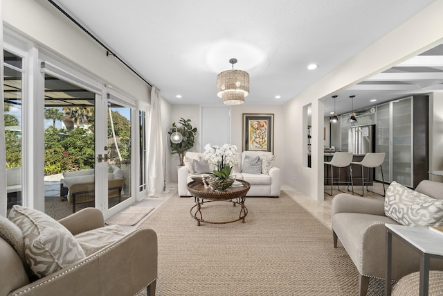 1501 S Palmway, Lake Worth, FL 33460 - living room with recessed lighting and french doors