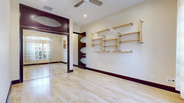 401 SE Verada Ave, Port Saint Lucie, FL 34983 - unfurnished bedroom featuring light wood finished floors, baseboards, a ceiling fan, and recessed lighting