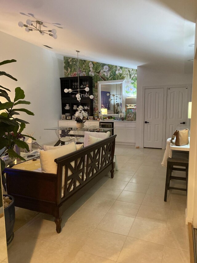 9124 Sun Terrace Cir Unit D, West Palm Beach, FL 33403 - living room with light tile patterned floors and wallpapered walls