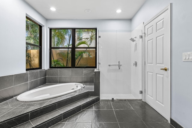 3049 NW 61st St, Boca Raton, FL 33496 - bathroom with a bath, a stall shower, and recessed lighting