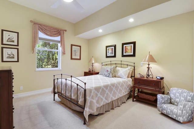 10120 Inverness Way, Port Saint Lucie, FL 34986 - bedroom with light colored carpet, baseboards, recessed lighting, and ceiling fan