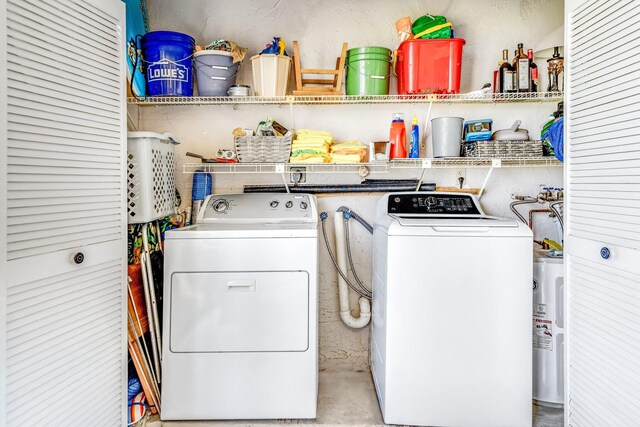 8641 Boca Glades D Blvd W Unit D, Boca Raton, FL 33434 - laundry room with washing machine and clothes dryer and electric water heater