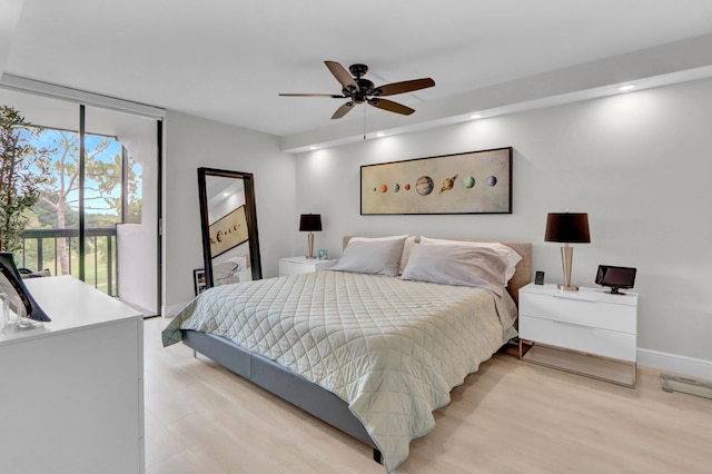 1841 Bridgewood Dr, Boca Raton, FL 33434 - bedroom with access to outside, recessed lighting, light wood-style flooring, expansive windows, and baseboards