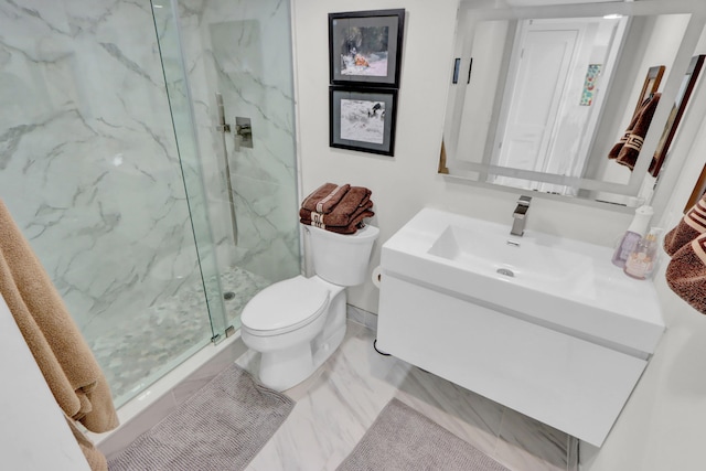 1841 Bridgewood Dr, Boca Raton, FL 33434 - full bath with toilet, vanity, a marble finish shower, marble finish floors, and baseboards