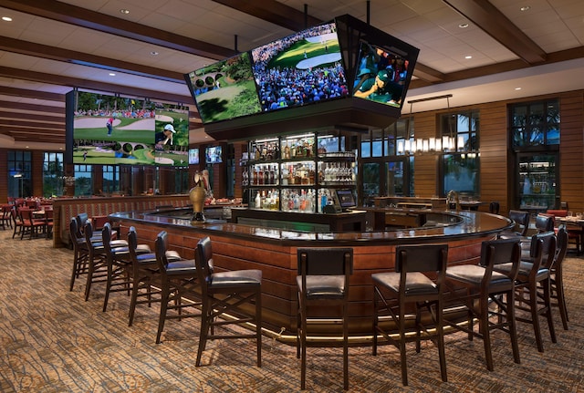 1841 Bridgewood Dr, Boca Raton, FL 33434 - community bar area with beam ceiling, recessed lighting, and carpet floors