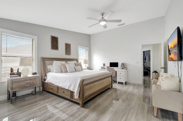298 Las Palmas St, Royal Palm Beach, FL 33411 - bedroom featuring light wood finished floors, baseboards, and ceiling fan