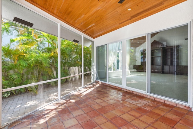 4700 Sanctuary Ln, Boca Raton, FL 33431 - unfurnished sunroom with wood ceiling and tile patterned flooring