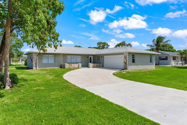 798 SE Atlantus Ave, Port Saint Lucie, FL 34983 - single story home with stone siding, a garage, concrete driveway, and stucco siding