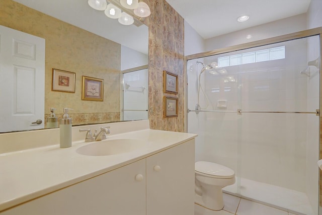 7158 Foxworth Ct, Boynton Beach, FL 33437 - full bathroom featuring toilet, a shower stall, and vanity