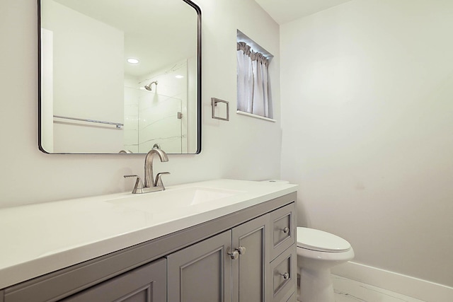 2388 SW Congress Blvd, Boynton Beach, FL 33426 - full bathroom with vanity, toilet, a shower, recessed lighting, and marble look tiles