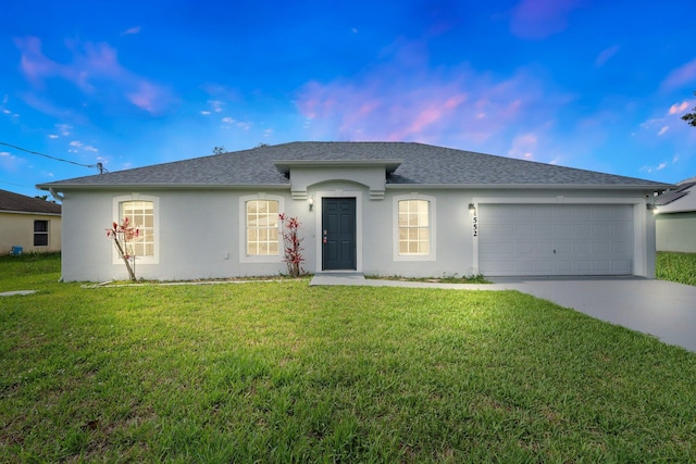 1552 SW Neponset Rd, Port Saint Lucie, FL 34953 - single story home featuring driveway, a garage, stucco siding, and a shingled roof
