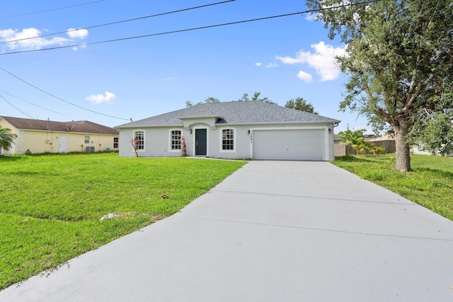 1552 SW Neponset Rd, Port Saint Lucie, FL 34953 - ranch-style house featuring concrete driveway, an attached garage, stucco siding, and a shingled roof