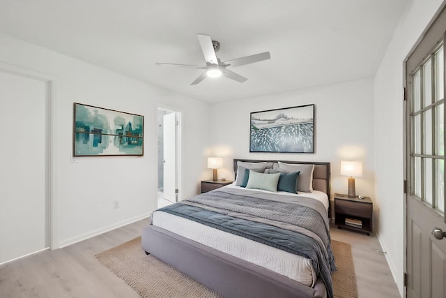 1803 NE 29th Pl, Ocala, FL 34479 - bedroom with light wood-style floors, baseboards, and ceiling fan