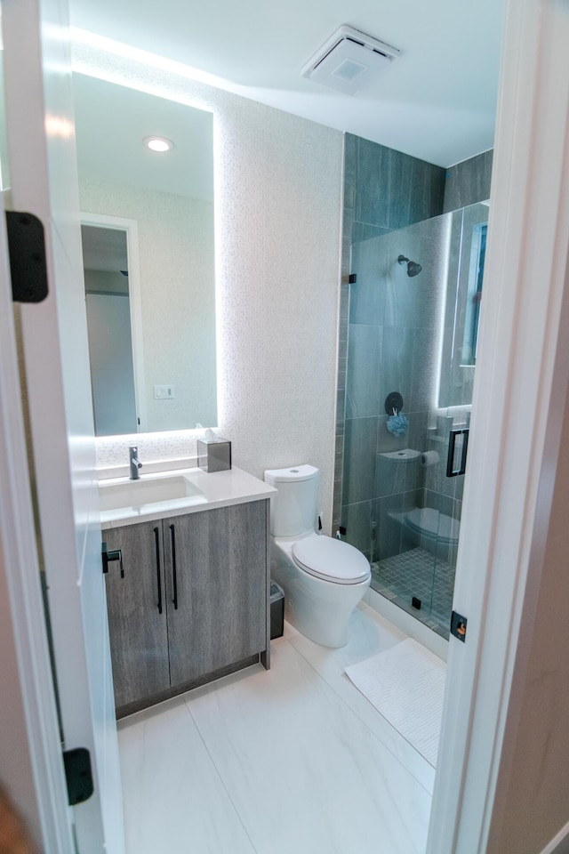 8305 Fishhawk Falls Ct, Boca Raton, FL 33496 - full bathroom with toilet, vanity, and a shower stall