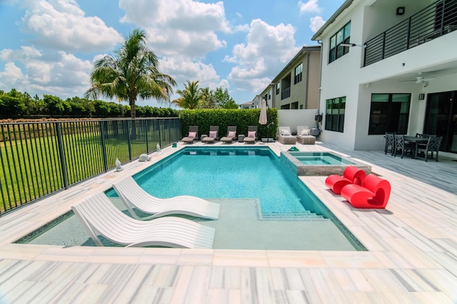 8305 Fishhawk Falls Ct, Boca Raton, FL 33496 - view of pool with a pool with connected hot tub and ceiling fan
