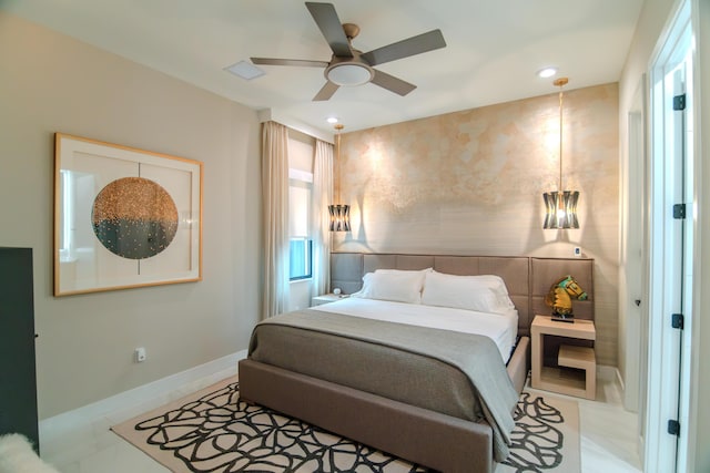 8305 Fishhawk Falls Ct, Boca Raton, FL 33496 - bedroom with baseboards, recessed lighting, and ceiling fan