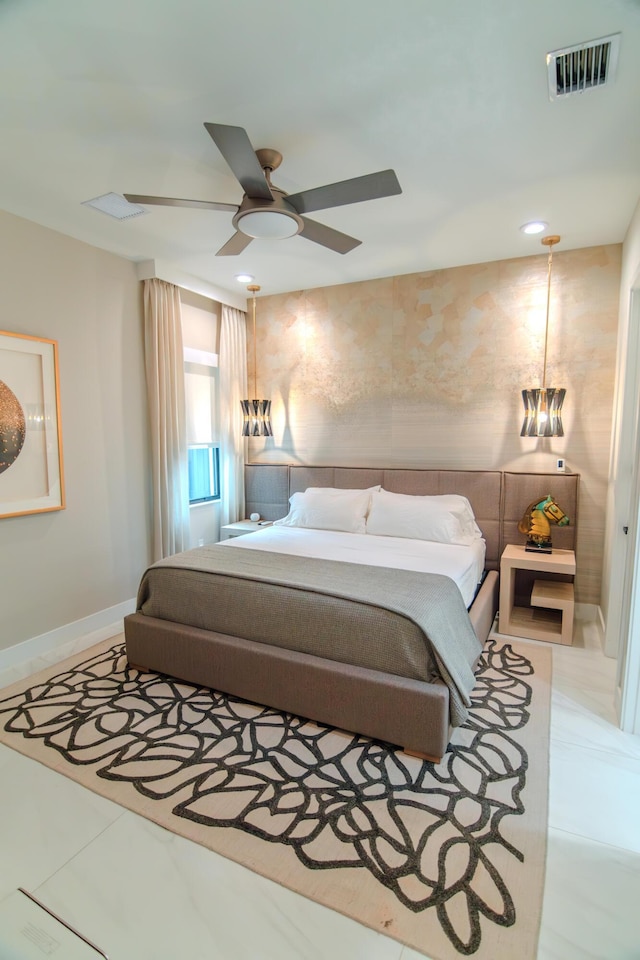 8305 Fishhawk Falls Ct, Boca Raton, FL 33496 - tiled bedroom with baseboards and ceiling fan